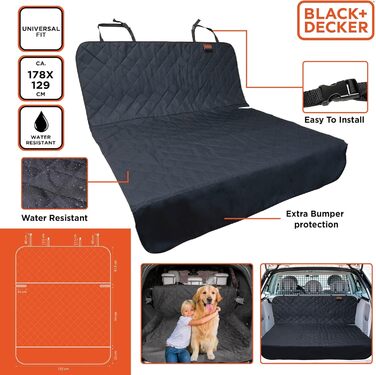 Захисний чохол для багажника BLACK+DECKER для собак - універсальний, неслизький, водовідштовхуючий, 178 x 129 см, чорний
