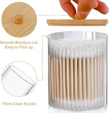 Організатор для косметики ALINK, 3 шт. Ватні палички, аптекарські склянки для ванної кімнати, бавовняні диски, нитки зубні, косметичні губки, шпильки для волосся (прозорий)