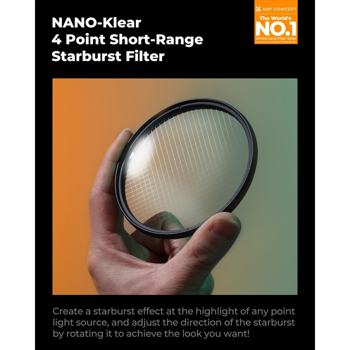 Фільтр зірковий K&F Concept 72мм 4-променевий HD Nano-Klear для камери