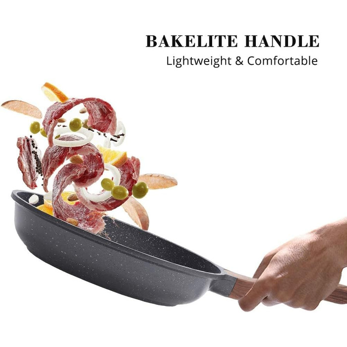 Сковорода SENSARTE з антипригарним покриттям, 24 см, з гранітною керамікою, для плити та індукції, без PFOA/PTFE/PFAS