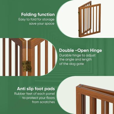 Перегородка для собак з бамбука, розкладна, для дверей, 3 панелі (білий). Металеві ніжки, для дому, роздільник простору. Ширина 55' та 37'