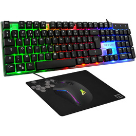 G-LAB Combo Yttrium – Ігровий комплект Azerty RGB: Клавіатура з 105 та миша з 2400 DPI, Mousepad – для PC, PS4, PS5 (Нова)