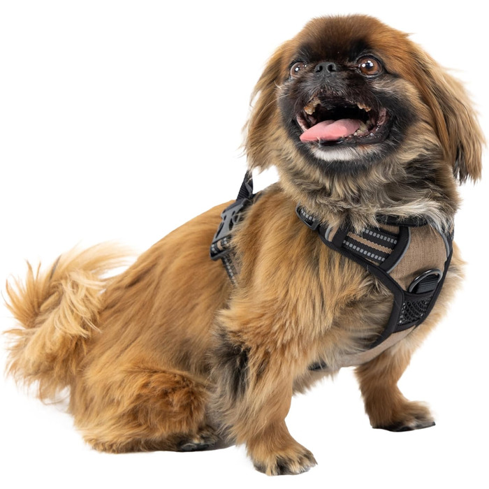 Шлейка для собак Ferplast середнього розміру, 2 гачки для контролю, антинатяжна, регульована, світловідбиваюча та дихаюча. Ідеальна для тренувань, колір бежевий (коричневий), розмір M