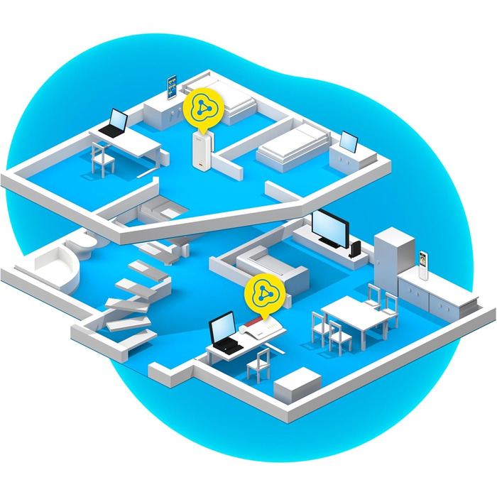 Набір FFRITZ!Powerline 1240 AX WLAN: Powerline Gigabit Wi-Fi 6, точка доступу WLAN, для медіа-трансляції, HD-відео, інтернет-ТБ, 1200 Мбіт/с
