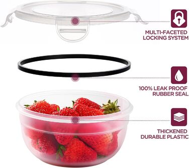 Набір контейнерів для зберігання їжі Jim's Store (30 шт.) з кришками, 15 контейнерів + 15 кришок. Високоякісні, герметичні контейнери для кухні, мікрохвильової печі та морозильної камери.