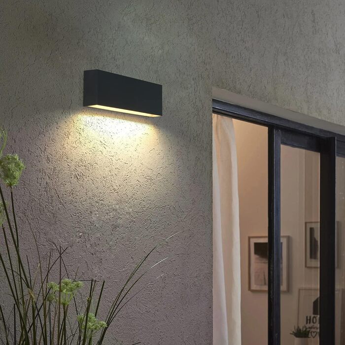 DAWALIGHT Настінний світильник для вулиці, комплект 2 шт., IP65, 2x6W, 3000K, тепле біле світло, темно-сірий, пластик