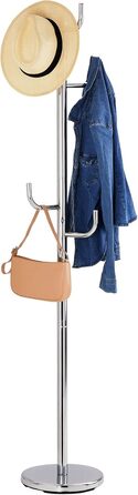 IDIMEX Clothes Rack Mila made of metal, a practical coat rack with 8 hooks. Timeless hat stand with round chrome base.