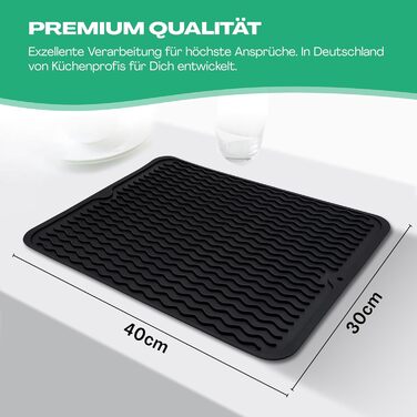 Килимок для посуду Netrox Silikon великий та малий - харчовий, легко миється, неслизький та термостійкий до 230°C - підставка для посуду, сушарка для посуду, килимок на кухонну мийку 40x30 см