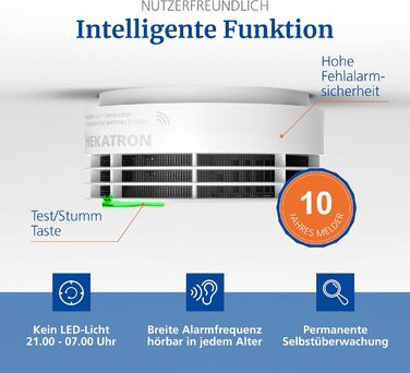 Hekatron Genius Plus X – Interconnected Smoke Detector, 10 Years Battery – with Base X Radio Module – Stiftung Warentest Test Winner – made in Germany – Wireless Smoke Detector Set – multilingual – 1 Piece