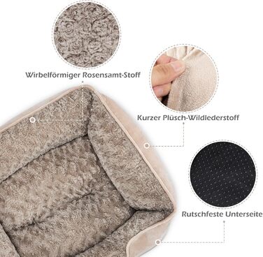 JOEJOY Dog Bed, Medium Dogs, Dog Basket Fluffy Washable, Non-Slip Anti-Anxiety Dog Beds, Dog Baskets for Medium and Large Dogs and Cats, 76x61x23cm (L 89 x W 63 x H 23 cm, Brown)