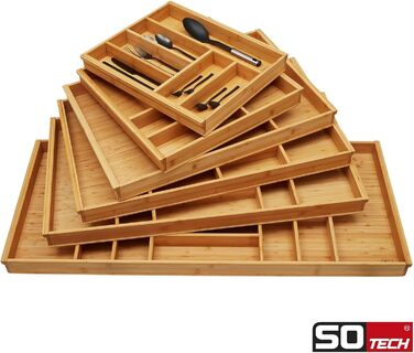 Бамбуковий органайзер для столових приборів Orga-Box-1 з 7 відділеннями для шухляд Blum Tandembox/Antaro 719x473 мм, підходить для шафи 80 см, сумісний з Wellmann, Alno та іншими кухнями