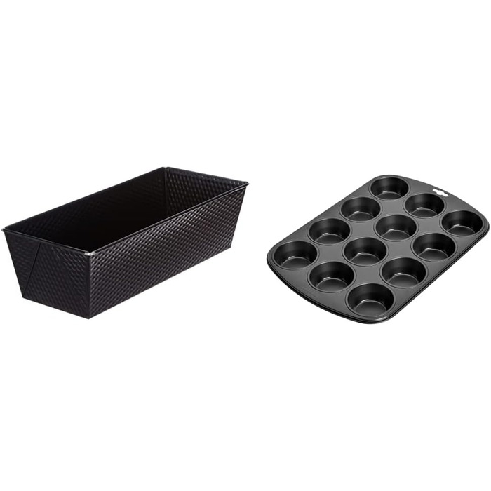 Kaiser Classic Loaf Pan, 35.5 x 15.5 x 10 cm & 646206 Inspiration Muffin Tin, Baking Sheet for 12 Muffins, Muffin Baking Sheet 38 x 27 cm, coated, standard size, Cupcake Molds, Muffin Sheet