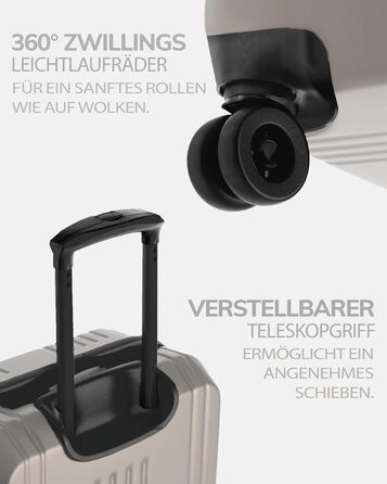 Набір валіз FERGÉ 3 шт. з жорстким корпусом та TSA-замком. Валізи-троліки (ручна поклажа, L, XL). Жорсткі валізи з міцного полікарбонату (3 шт., Ivory-matt)