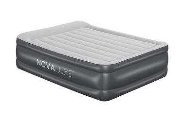 Надувний матрац Novaluxe з електронасосом та подушкою, сірий 203x152x56 см