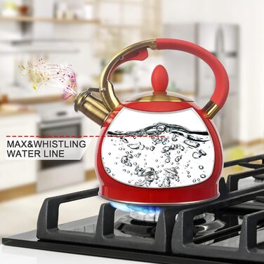 Чайник для заварювання чаю, класичний, з нержавіючої сталі, 3 л (червоний)