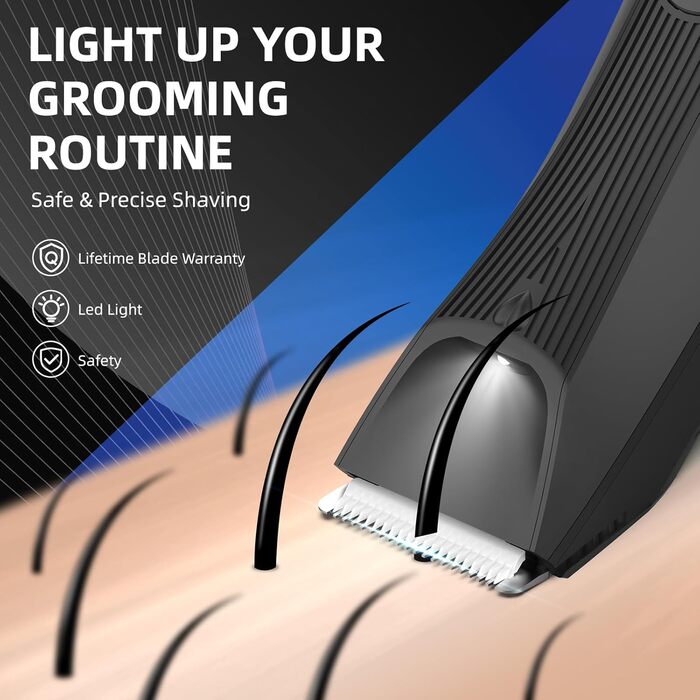 Триммер для тіла INVJOY Manscape: чоловічий триммер для тіла, триммер для паху, вологостійкий, USB-C, з LED-підсвічуванням