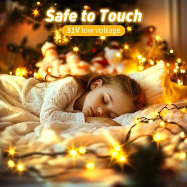 Гірлянда святкова на ялинку, для дому та вулиці - 80м, 800 LED, з пультом, таймером, вологостійка, 8 режимів, тепле біле світло, для декору ялинки, саду, вечірки