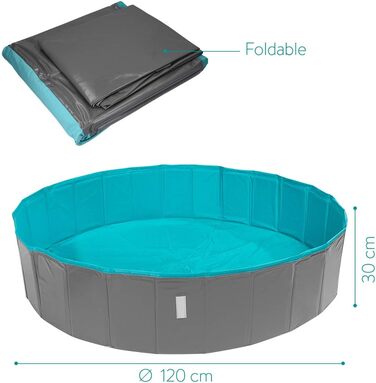 Navaris Dog Pool Splash Pool Foldable - Dog Pool made of Plastic - Agility Dog Toy - Dog Swimming Pool - Grey Petrol - Various Sizes