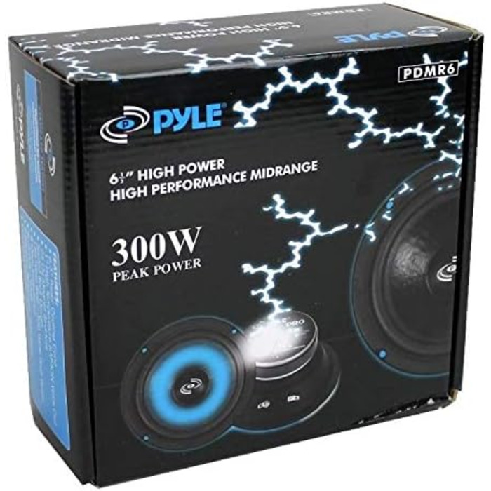 Автомобільна акустика Pyle PDMR6 16,5 см, 300 Вт, середньочастотний динамік, герметична задня частина, паперова мембрана, 93 дБ, 8 Ом