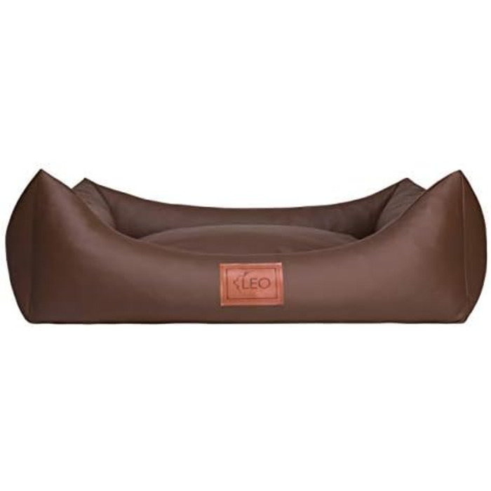 Софа для собак Leo4dog Natalie: штучна шкіра, м'яке ліжко, 4 розміри (XXL 130x100 см, коричнева)