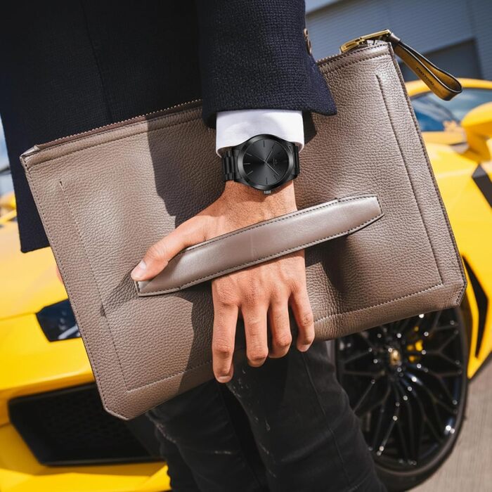 Годинник чоловічий LN LENQIN, водонепроникний, з нержавіючої сталі, кварцовий, аналоговий, чорний. Годинник для чоловіків, стильний аксесуар