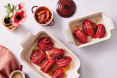 Форма для запікання Le Creuset прямокутна керамічна Tradition, 19 см, колір Овочевий червоний (Chambray)