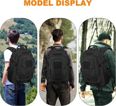 Тактичний рюкзак Molle 35/40 л, водонепроникний, для мотоциклістів, туризму, школи, з USB-портом, чорний