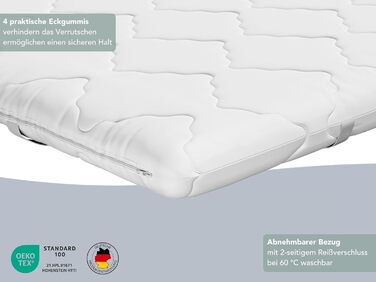Топер для матраца XDREAM Pure 140x200 см з ергономічним високоякісним холоднопінним наповнювачем, стрічками для фіксації, сертифікат Öko-Tex