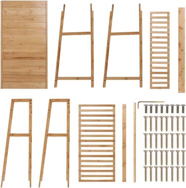 Bamboo Coat Rack, Clothes Rack with 3 Shelves and 10 Hooks, Clothes Rail, for Hallway, Living Room and Office, 80x43.5x165cm