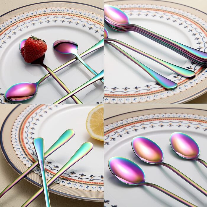 Набір ложок HOMQUEN: кавові, для коктейлів, чайні, з нержавіючої сталі, 8 шт. (сріблясті)