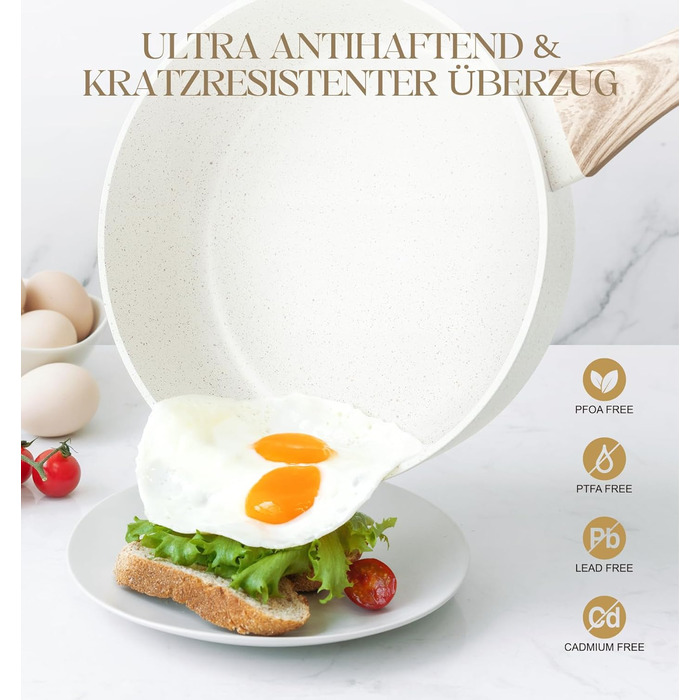 Сковорода з антипригарним покриттям Michelangelo з кришкою 28 см, глибока сковорода з кришкою, сковорода для тушкування 28 см, індукційна сковорода з антипригарним покриттям з м'якою бакелітовою ручкою, підходить для індукційних плит, чорна