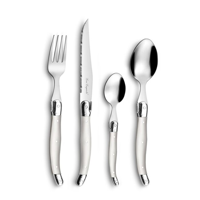 Набір столових приборів для стейка Lou Laguiole TRADITION (48 предметів) з нержавіючої сталі з кольоровими пластиковими ручками, на 12 осіб