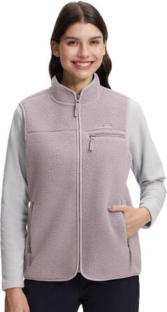 Тепла флісова жилетка Pioneer Camp для жінок – м'яка жилетка з плюшевої тканини з коміром-стійкою та блискавкою для осені, походів, катання на лижах, світло-фіолетовий, розмір S