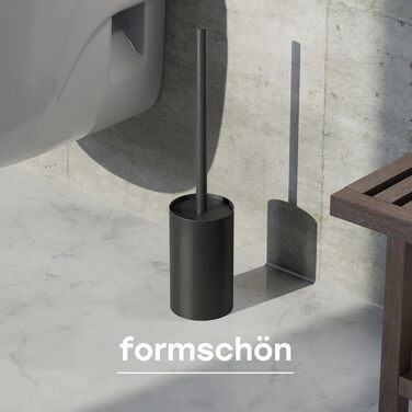 Набір для чищення унітазу Savega з нержавіючої сталі та силіконовою щіткою - гігієнічний набір для туалету з захистом від розбризкування, чорний