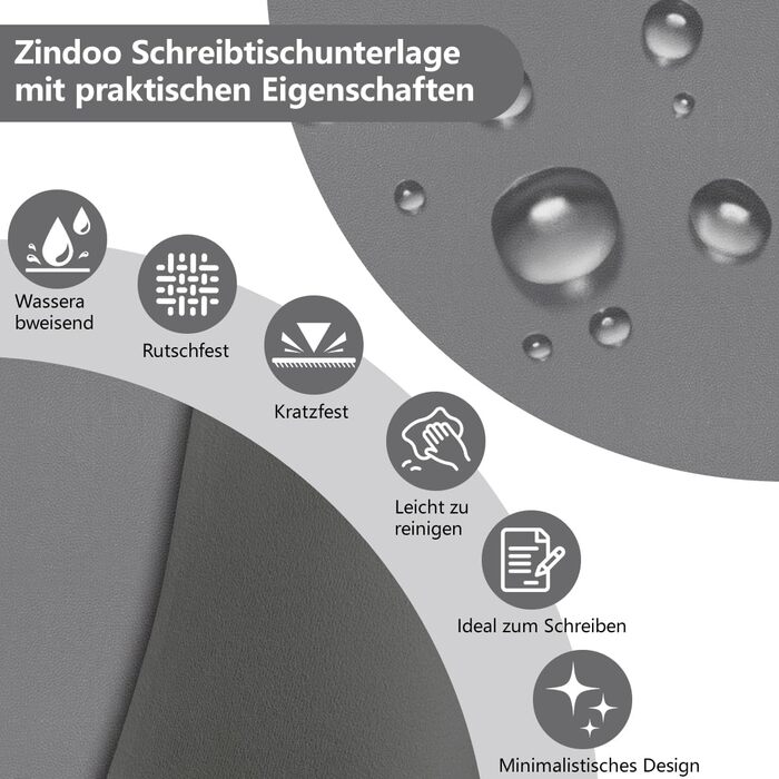 Килимок для столу Zindoo XL 100x40 см антрацит: захист від подряпин, водостійкий, для миші та письма