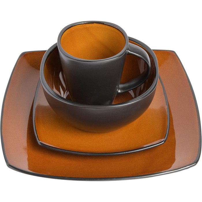 Сервіз посуду Gibson Soho Lounge з реактивної глазурі (16 предметів) для 4 осіб, бежевий