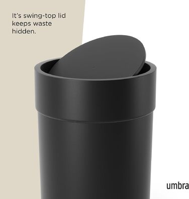 Сміттєвий кошик Umbra Touch з гойдальним кришкою, 6 л, чорний