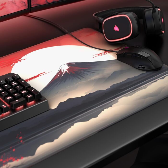 Килимок для миші CSL Titanwolf XXL 900 x 400mm - великий, для геймінгу, покращена точність та швидкість (Japan Sunset 2)