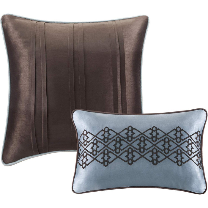 Комплект постільної білизни Madison Park Princeton: ковдра, покривало, наволочки, декоративна подушка, синій, Full/Queen (90'x90')