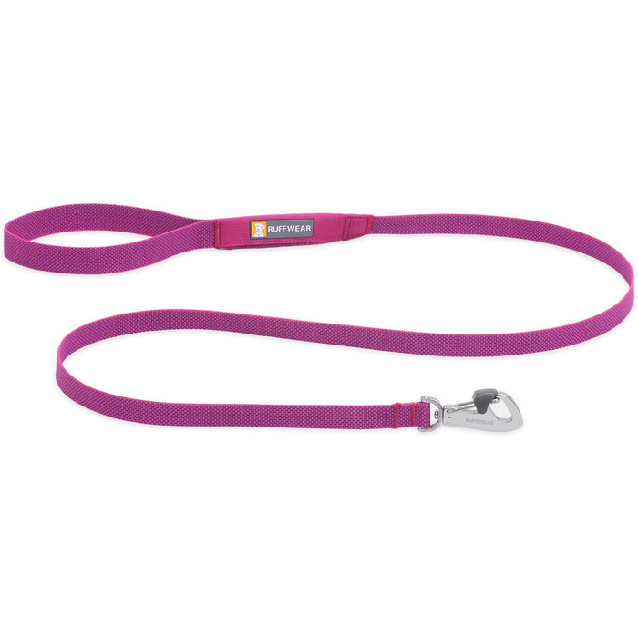 RUFFWEAR Dog Lead Hi & Light, Strong Lead with Integrated Storage Pouch and Secure Crux Clip, Compactly Foldable to Pocket Size, Alpenglow Pink