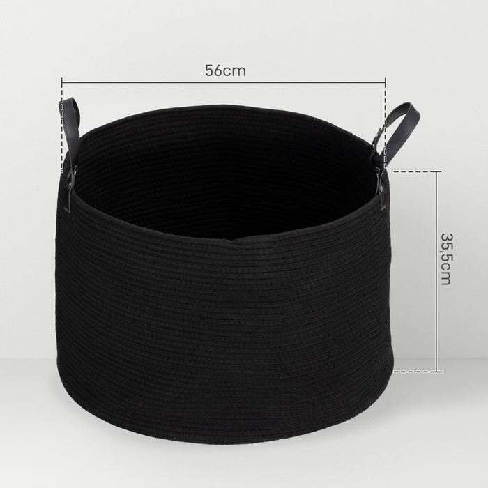 HOMCOM Laundry Basket 88L Folding Clothes Hamper with Handle, Laundry Box for Bathroom, 56 x 56 x 35.5 cm, Black | Aosom