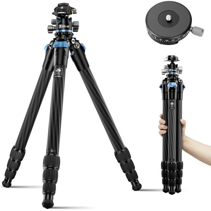Штатив SIRUI AM-284 з вуглецевого волокна 130 см + Kugelkopf KS-30. Професійний компактний штатив для камери, швидка заміна, вантажопідйомність до 15 кг