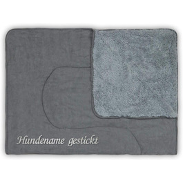 Декоративний плед для собак та котів з вишивкою імені, персоналізований, 4 кольори, м'який, двосторонній, з тедді-фактурою (сірий)