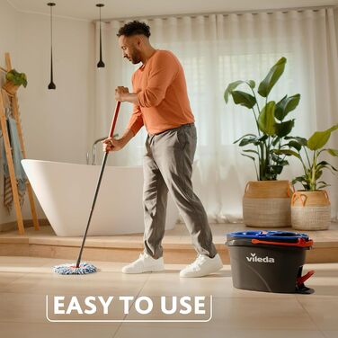 Vileda H2PrO Mop Set with Bucket | 100% separation of clean and dirty water | Innovative two-tank system with wringing function | Effortless wringing | Microfiber cleaning | Ergonomic design