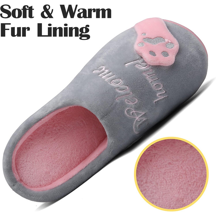 Тапочки зимові Mishansha для жінок та чоловіків, теплі, з плюшу, з піною Memory Foam, розмір 36-47, колір: жовтий (39/40 EU, сірий)
