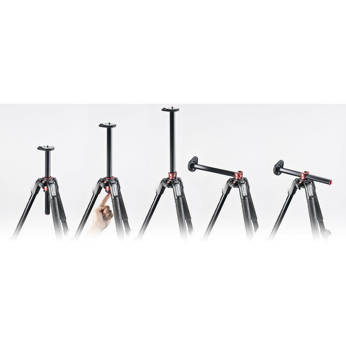 Штатив Manfrotto MT190XPRO4 з кутовою центральною колоною - 4-секційний штатив для DSLR та бездзеркальних камер, чорний/антрацитовий алюміній