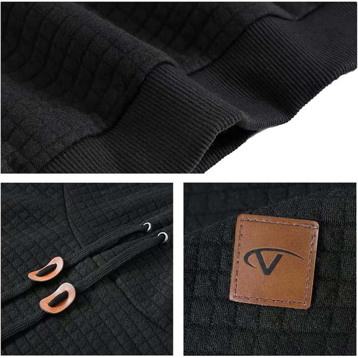 Чоловіча толстовка Tanozer з капюшоном, довгий рукав, в клітинку, чорний (XL)