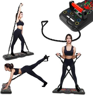 CRAZYROPE Foldable 41-in-1 Push Up Board with Counter, Wide Push-Up Board with Handle for Muscle Training and Strength Training, 41 Combination Positions Countable Model with Resistance Bands