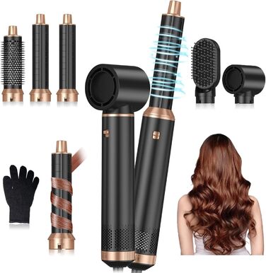 Набір для укладки волосся Souvik: щітка-фен, плойка, об'єм, сушка. Чорний