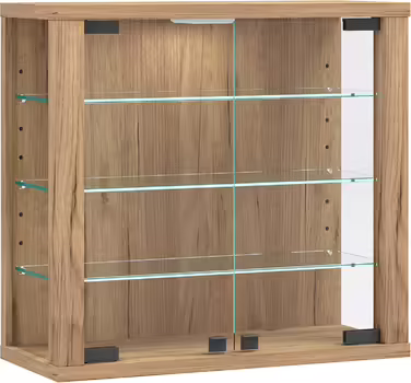 VCM Glass Display Cases Hanging | Display Case with ESG Safety Glass | Dimensions: H. 40 x W. 43 x D. 18 cm | Modern and Space-Saving | Display Cabinet - Vitrosa S (Honey Oak)